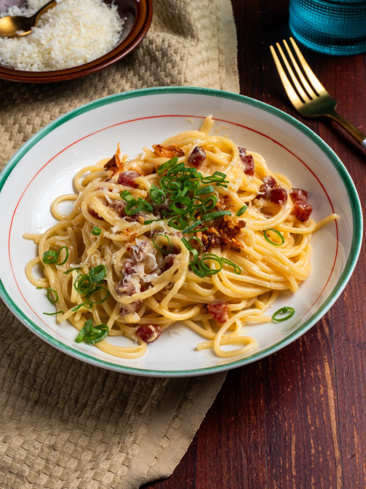 Asian carbonara with lap cheong